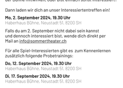 Sommertheater Interessiertentreffen Flyer Rückseite